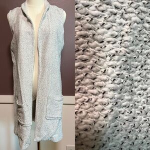 Cozy Gray Knit Sleeveless Long Vest